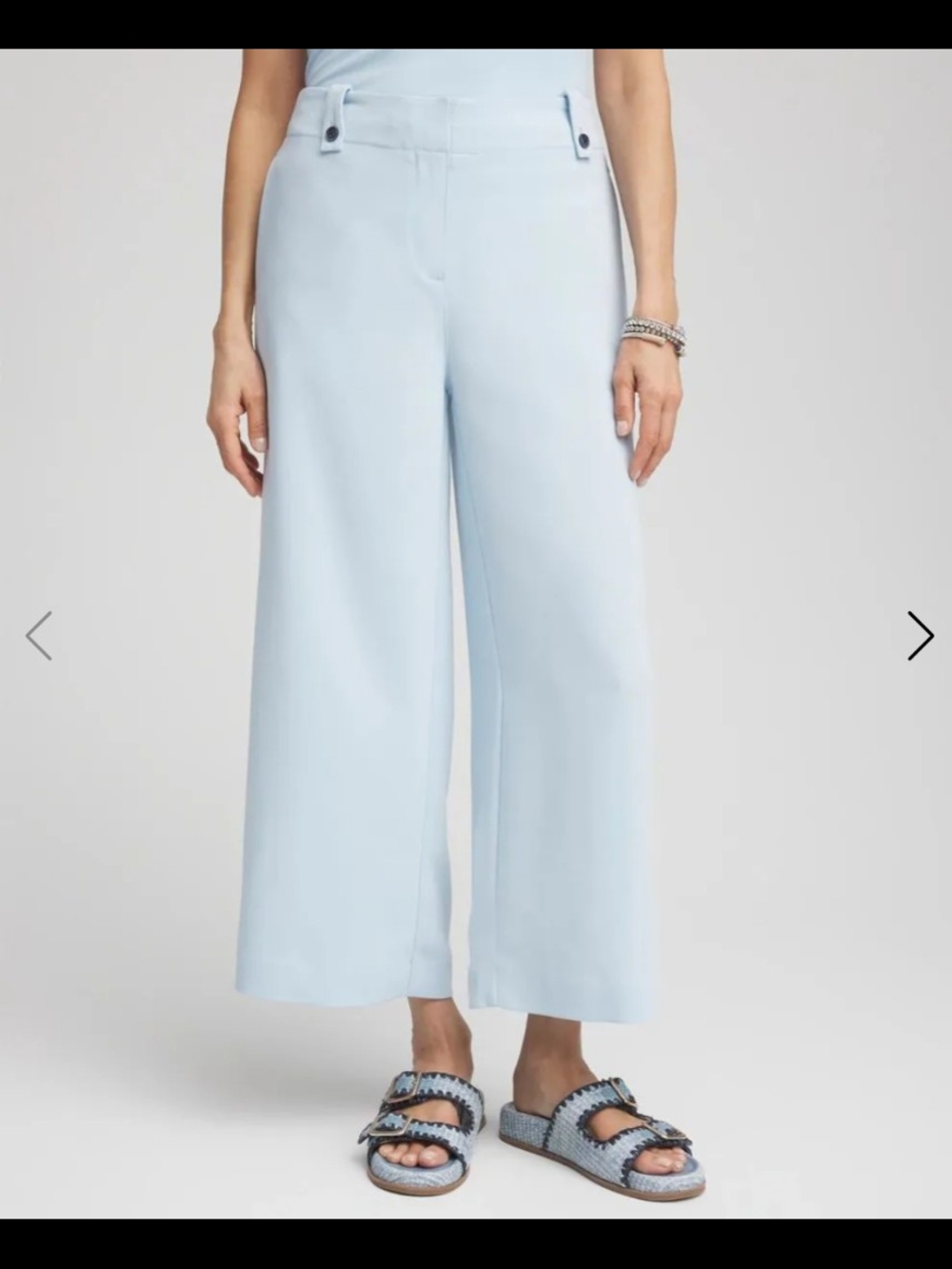 Chico's Crepe Wide Leg Coulotte Pants Size 6 Light Blue